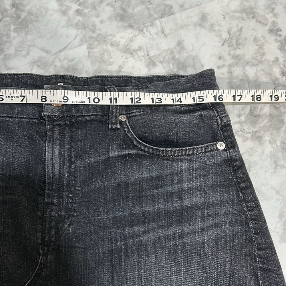 7 FOR ALL KIND WOMENS BLACK FRAYED HEM DENIM MINI SKIRT Sz 32 - Picture 7 of 7